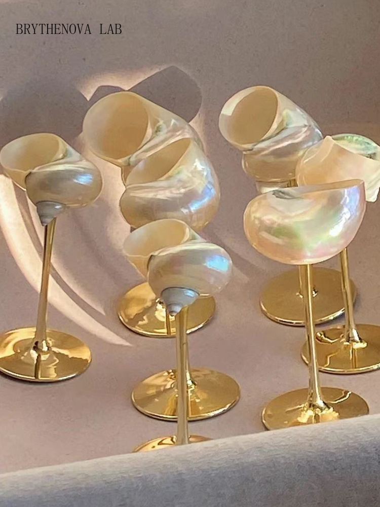 Crystal Wine Glass - AhunderJiaz Retro Couple Seashell Wine Cups